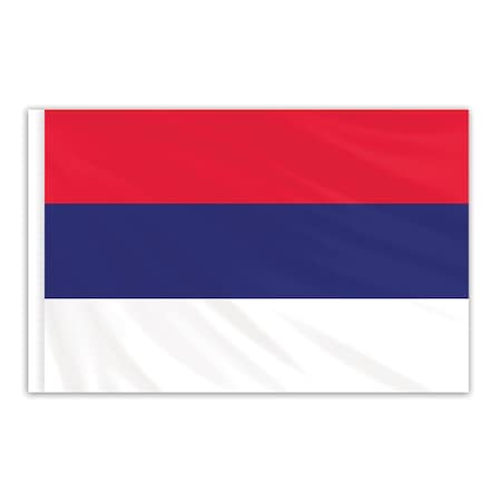 Serbia Indoor Nylon Flag 2'x3' With Gold Fringe